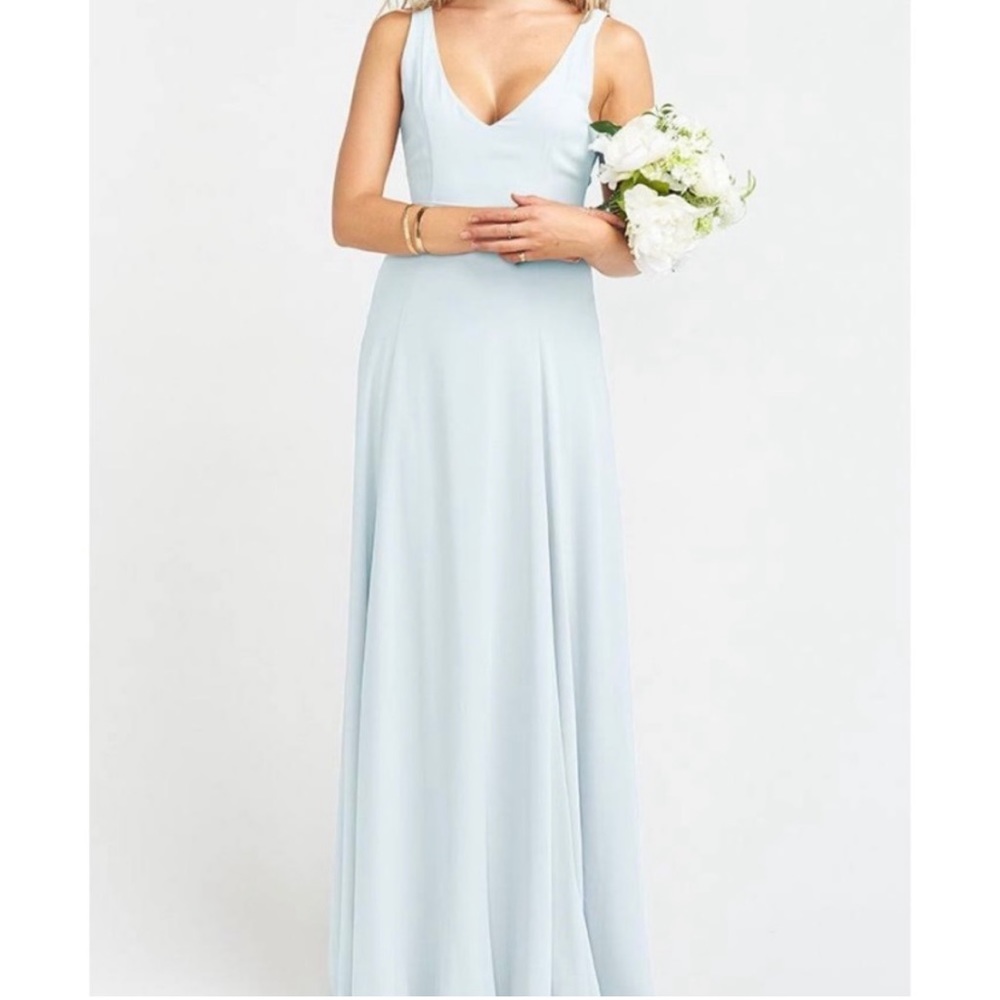 Show me your mumu Jenn icy blue chiffon bridesmaid dress